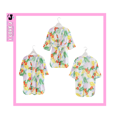I LOVE J Kids AROHA Cotton Tropical Summer Unisex Robe | Ages 3-7
